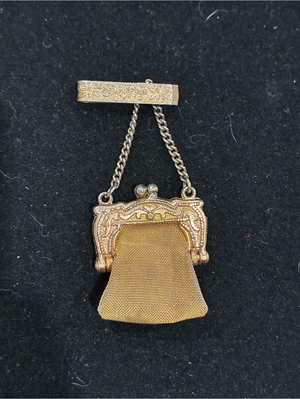 Antique Victorian Gold Mesh Chatelaine Coin Purse